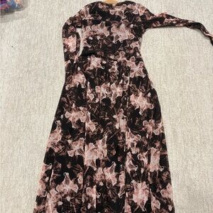 Elegant Black and Pink Floral Dress